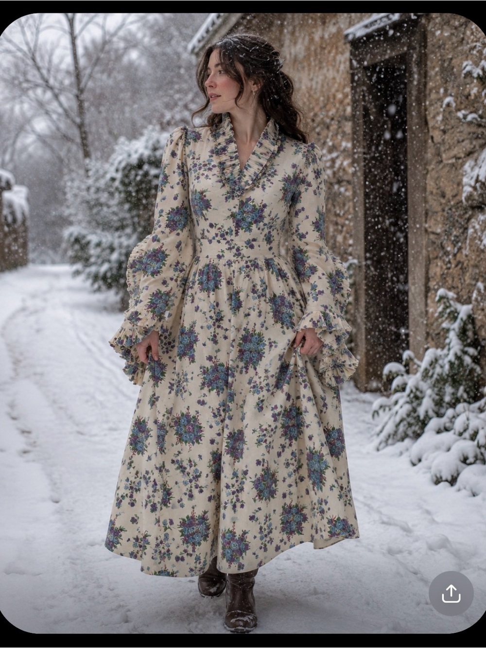 Vintage Floral Bridgerton Gunne Sax Style Dress Cottagecore Grad Prom Bridal - Picture 11 of 11